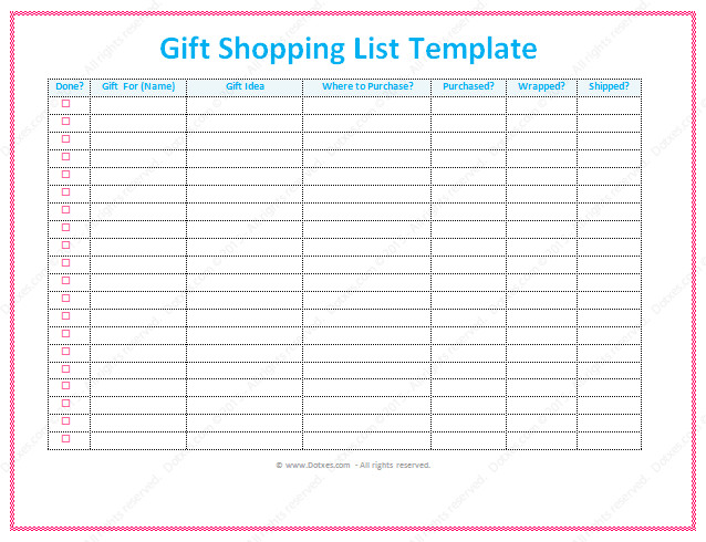 Christmas Gift List Template
 Gift List Template Word Dotxes