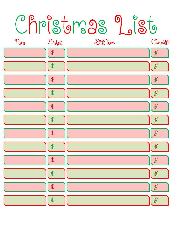 Christmas Gift List Template
 Candice Craves Free Printable Christmas List