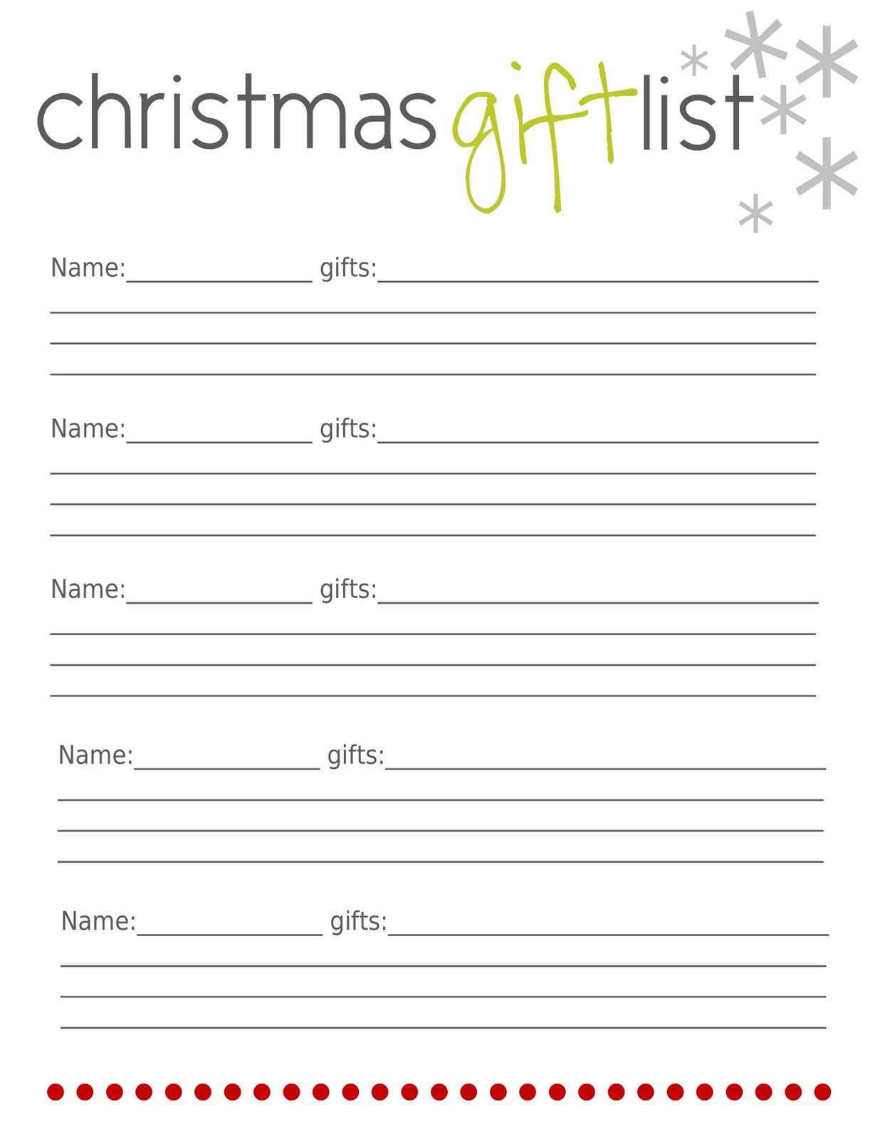 Christmas Gift List Template
 Lovely Little Snippets Planning Christmas 2012 Free