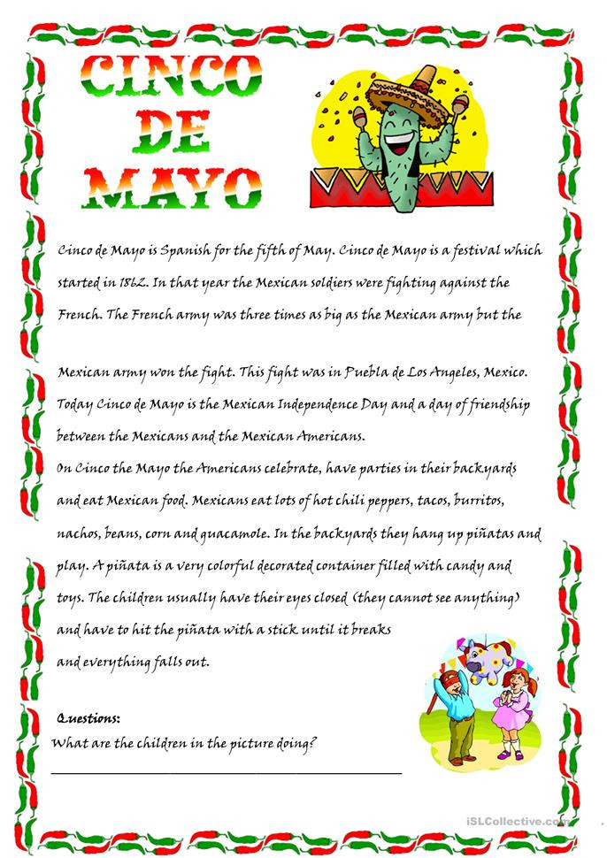 Cinco De Mayo Activities For Elementary School
 CInco de Mayo worksheet Free ESL printable worksheets