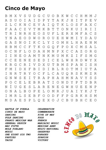 Cinco De Mayo Activities For Middle School
 Cinco De Mayo Word Search by sfy773 Teaching Resources Tes
