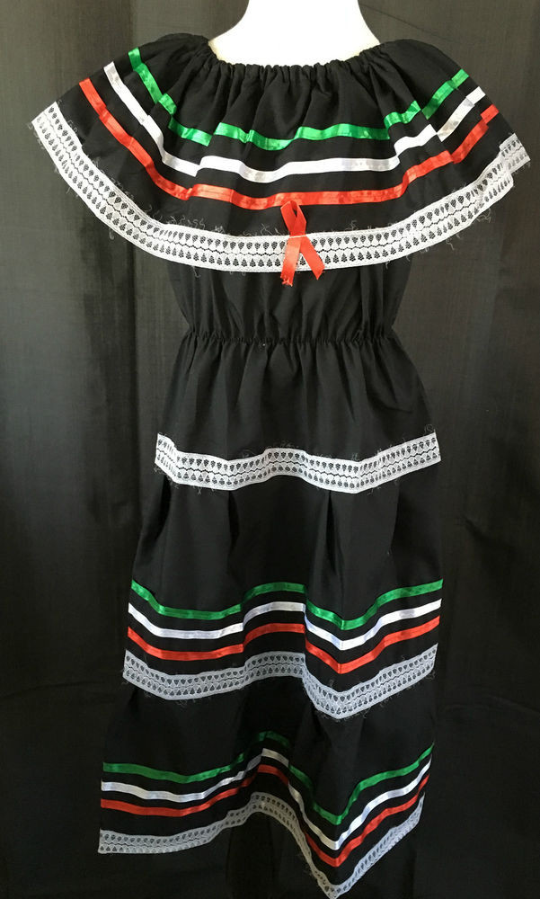 Cinco De Mayo Dresses Ideas
 GIRLS BLACK GYPSY PEASANT MEXICAN LACE DRESS CINCO DE MAYO