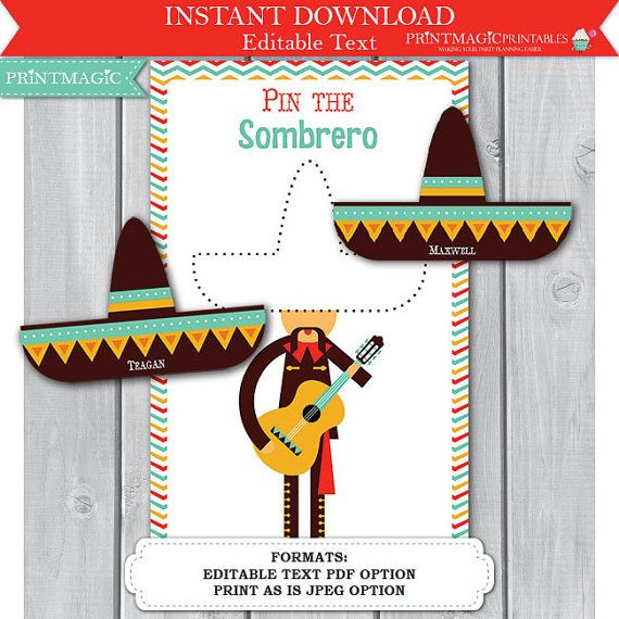 Cinco De Mayo Party Game
 Pin the Sombero Fiesta Printable Party Game 3 Sizes