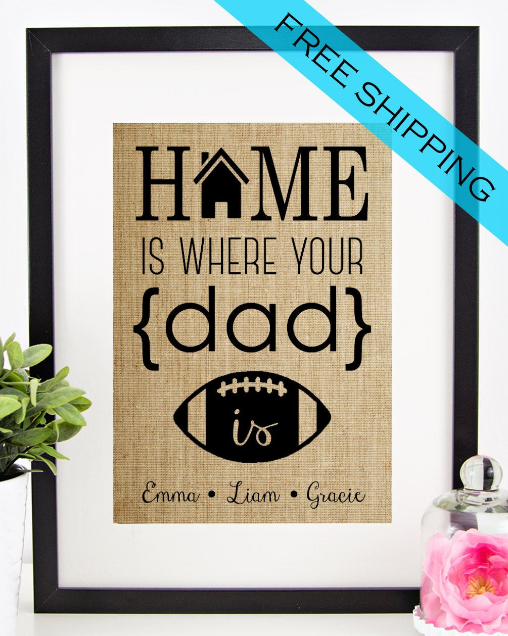 Custom Fathers Day Gift
 Personalized Father s Day Gift Gift for DAD Burlap