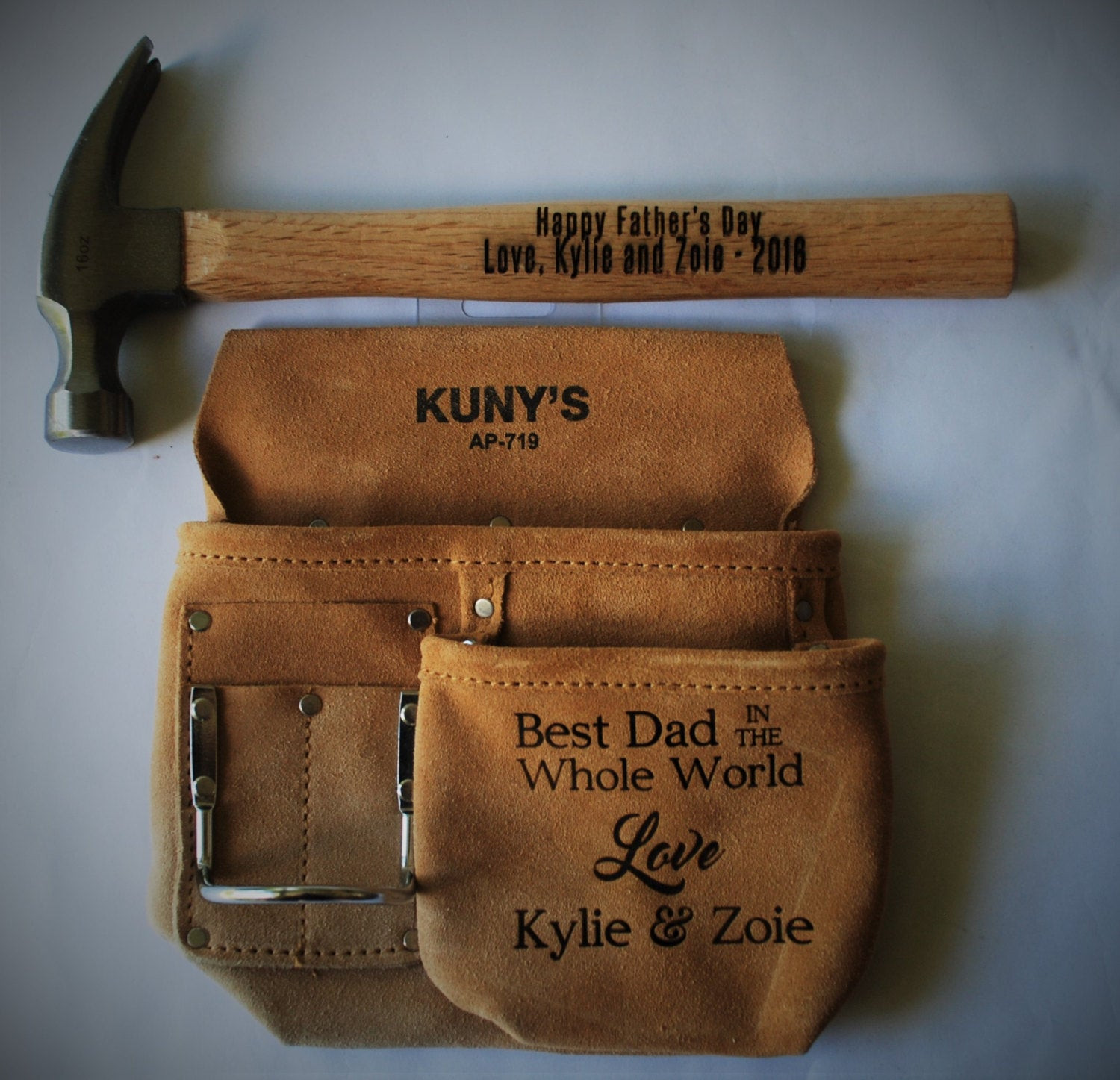 Custom Fathers Day Gift
 Father s day t custom engraved tool belt and hammer