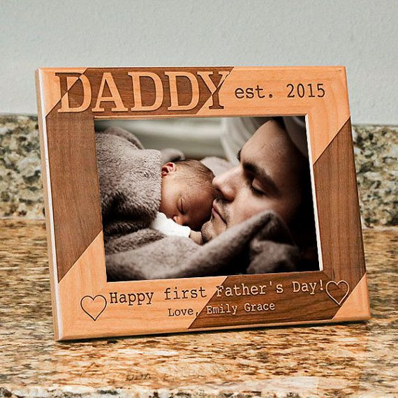 Custom Fathers Day Gift
 Personalized Dad Picture Frame Happy First Fathers Day
