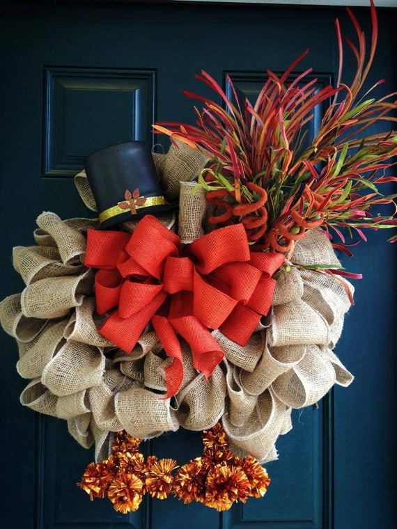 Diy Thanksgiving Wreaths
 Burlap Turkey Thanksgiving Wreath by tiffanynew b on Etsy