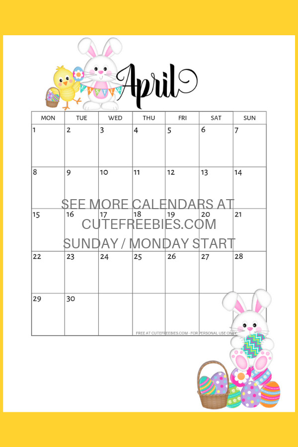 Easter 2020 Activities
 Free April 2019 Calendar Printable Bullet Journal Themes