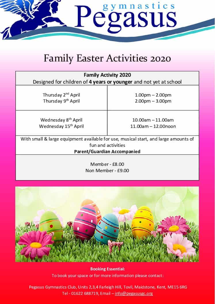 Easter 2020 Activities
 Easter Family Holiday Activities 2020 Pegasus Gymnastics