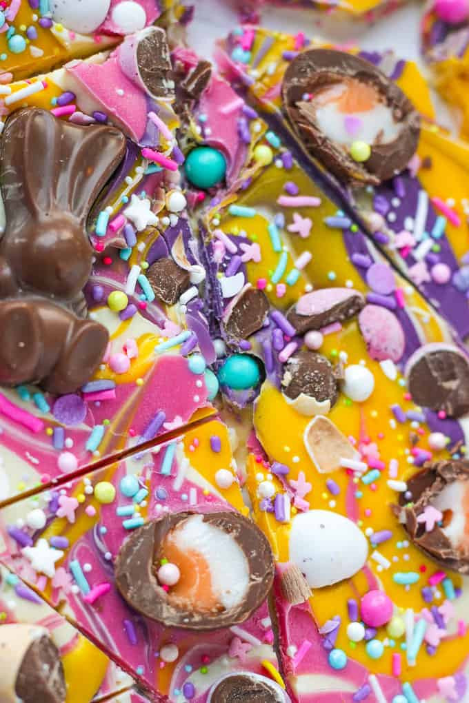 Easter Bark Recipe
 Chocolate Easter Bark with Candy & Malteaster Bunnies