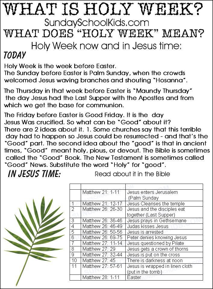 Easter Sunday School Activities
 When is Holy Week What is Holy Week Help for teachers