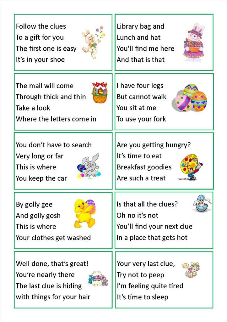 Easter Treasure Hunt Ideas
 Easter egg hunt clues we have done this a few times