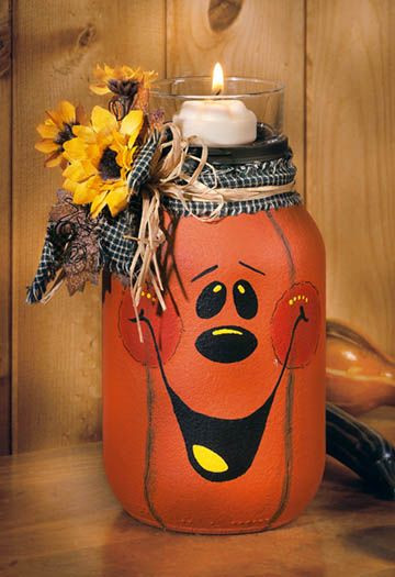 Fall And Halloween Crafts
 Jack O Lantern Candle Jar