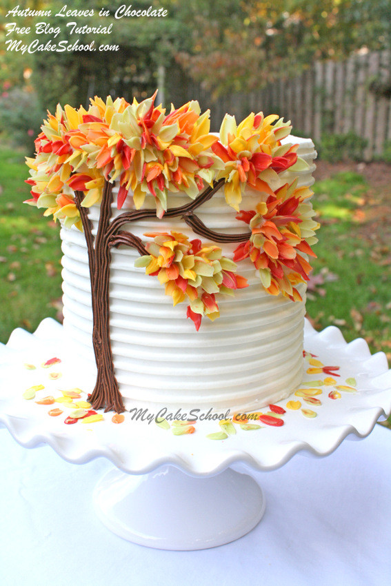 Fall Cakes Ideas
 Autumn Leaves in Chocolate Blog Tutorial