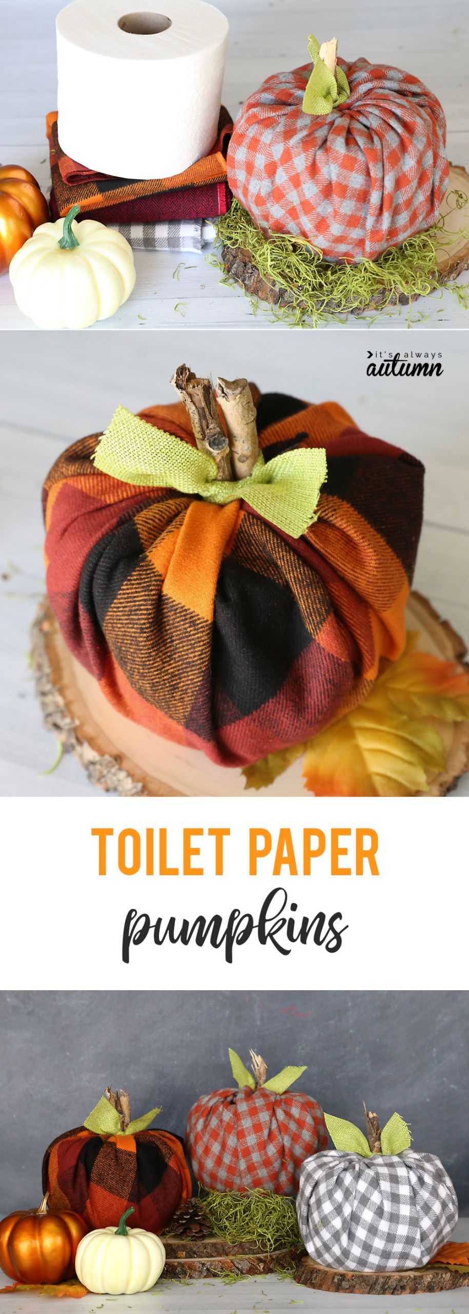 Fall Crafts To Make
 How to make cute plaid pumpkins using toilet paper rolls