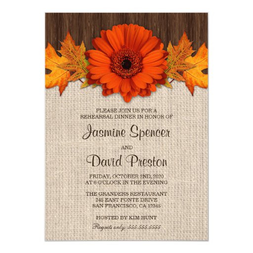 Fall Party Invitation Template
 Fall Rehearsal Dinner Invitations With Leaves