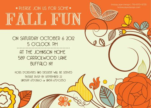 Fall Party Invitation Template
 Fall Fun Invite by LindsayJayeDesign on Etsy $15 00