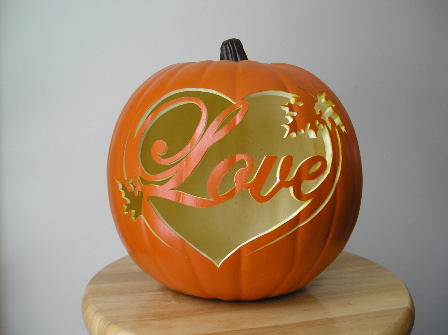 Fall Pumpkin Carving Ideas
 Love with Leaves Carved Decorative Fall Wedding Pumpkin