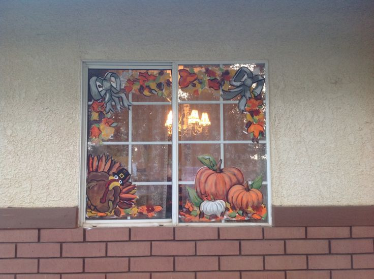 Fall Window Painting Ideas
 Thanksgiving fall windows love it