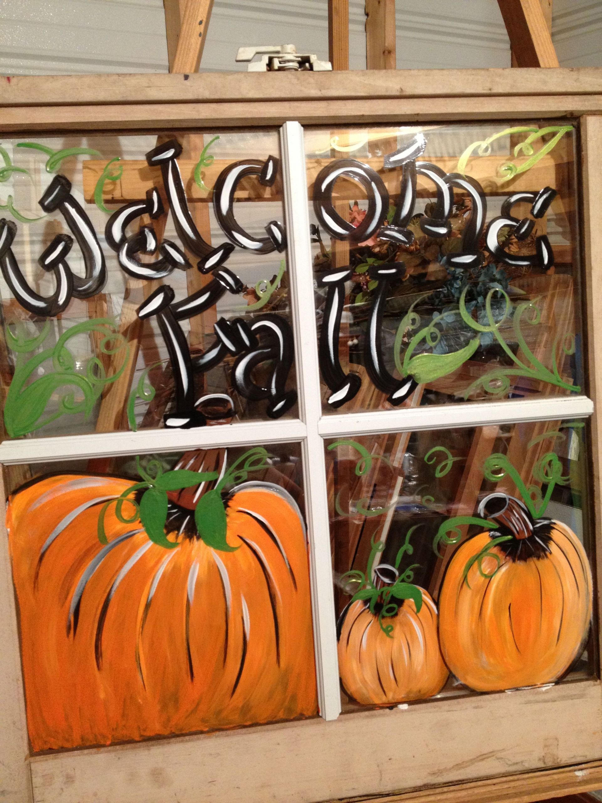 Fall Window Painting Ideas
 Old Window Painted Wel e Fall shabbynicarts