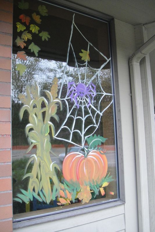 Fall Window Painting Ideas
 Autumn Halloween window design