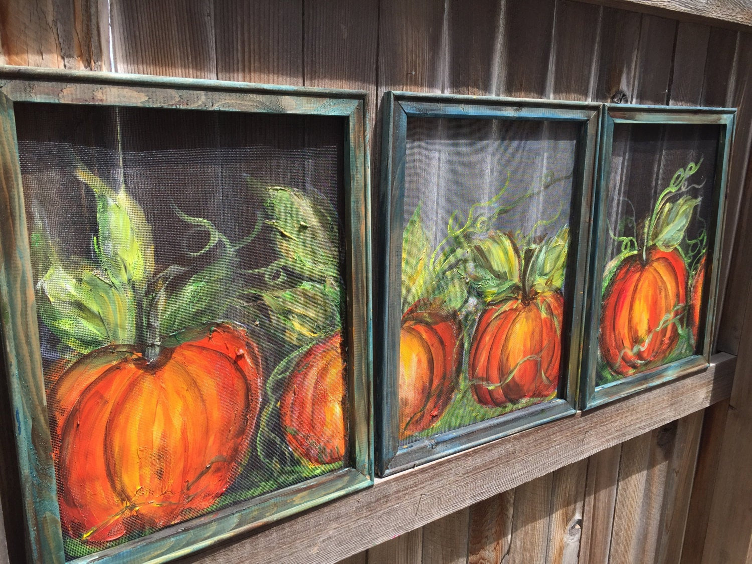 Fall Window Painting Ideas
 FALL AUTUMN screens painting set of 3 Autumn decorpumpkin