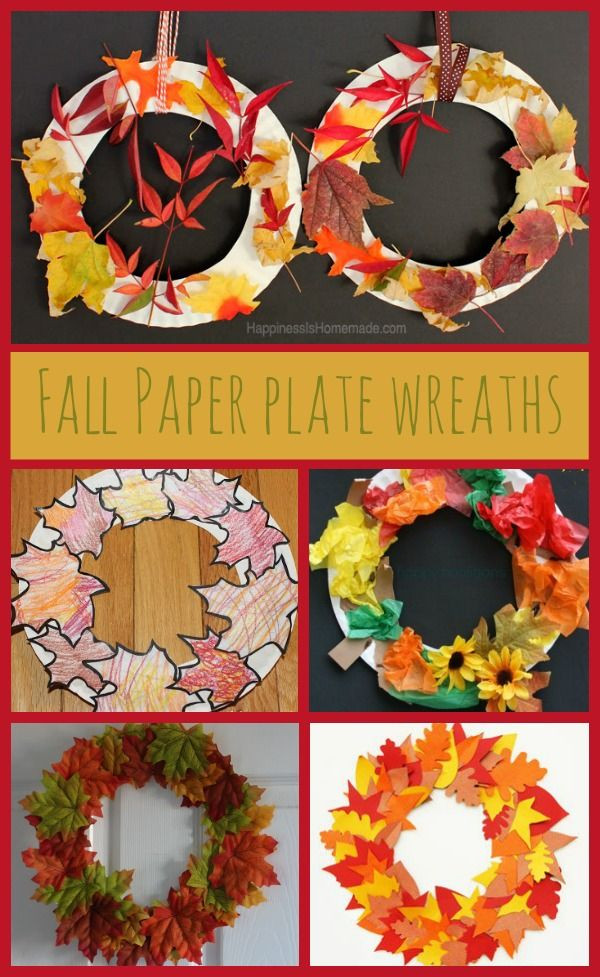 Fall Wreath Craft
 Paper plate Autumn Fall leaf wreaths
