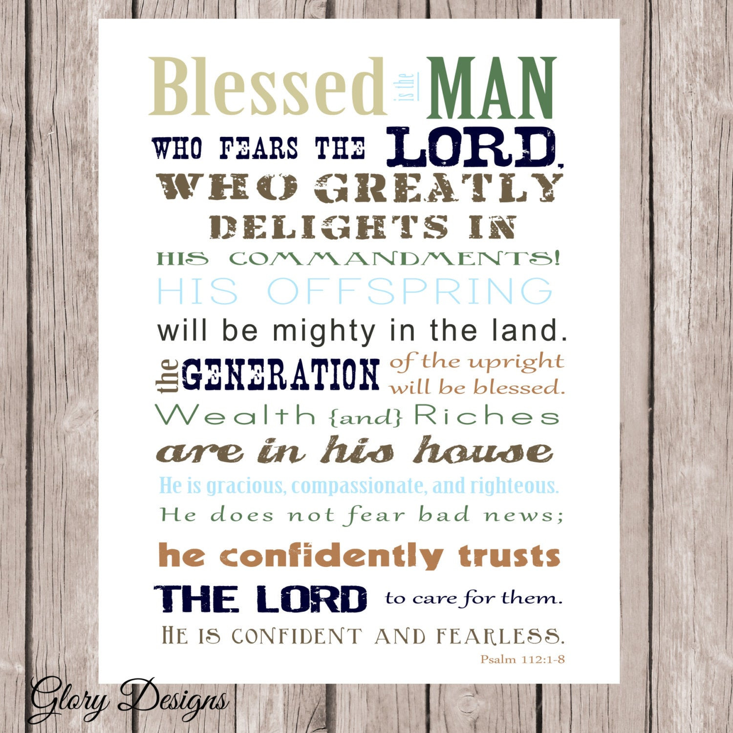 Fathers Day Bible Quotes
 Bible Verse Father s Day Scripture art Psalm 112