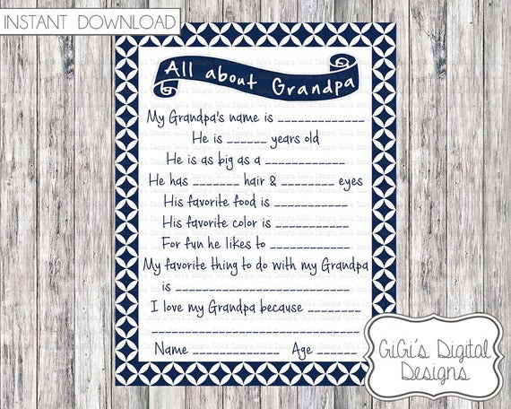 Fathers Day Ideas For Grandpas
 All about Grandpa Father s Day Questionnaire All About