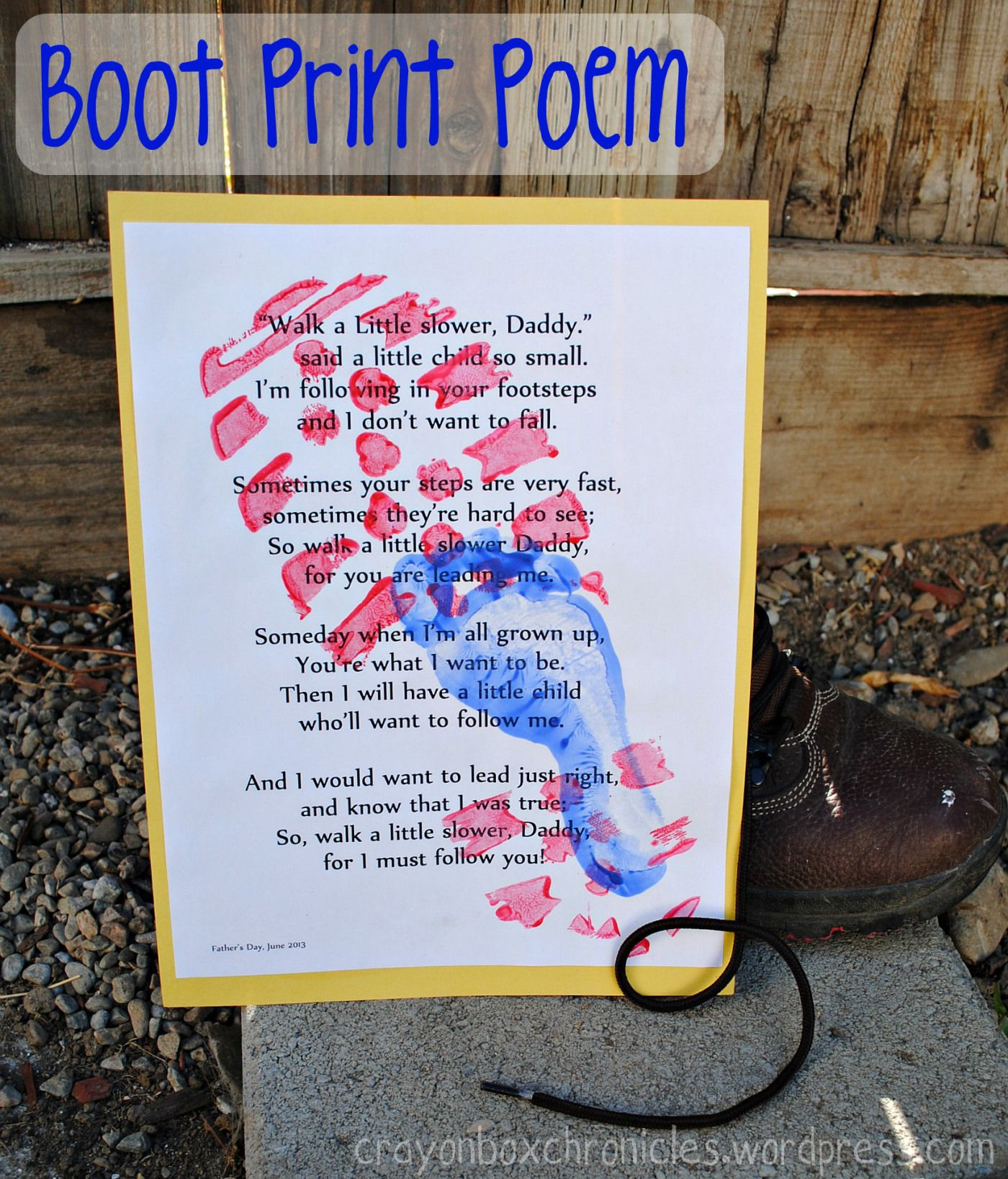 Fathers Day Ideas From Son
 Boot Print Poem