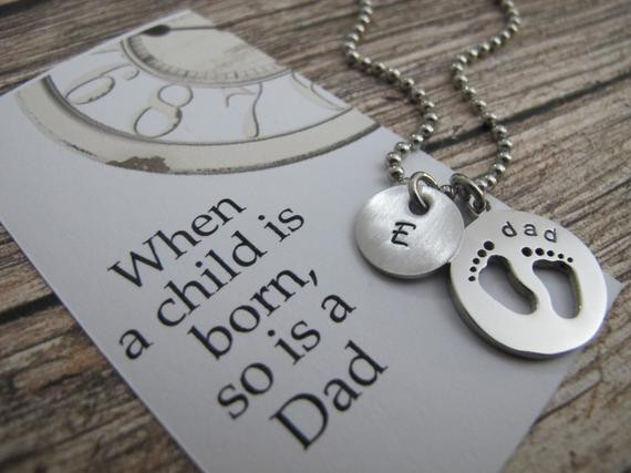 First Time Fathers Day Gift
 First time dad Personalized Baby Feet Necklace New dad Gift