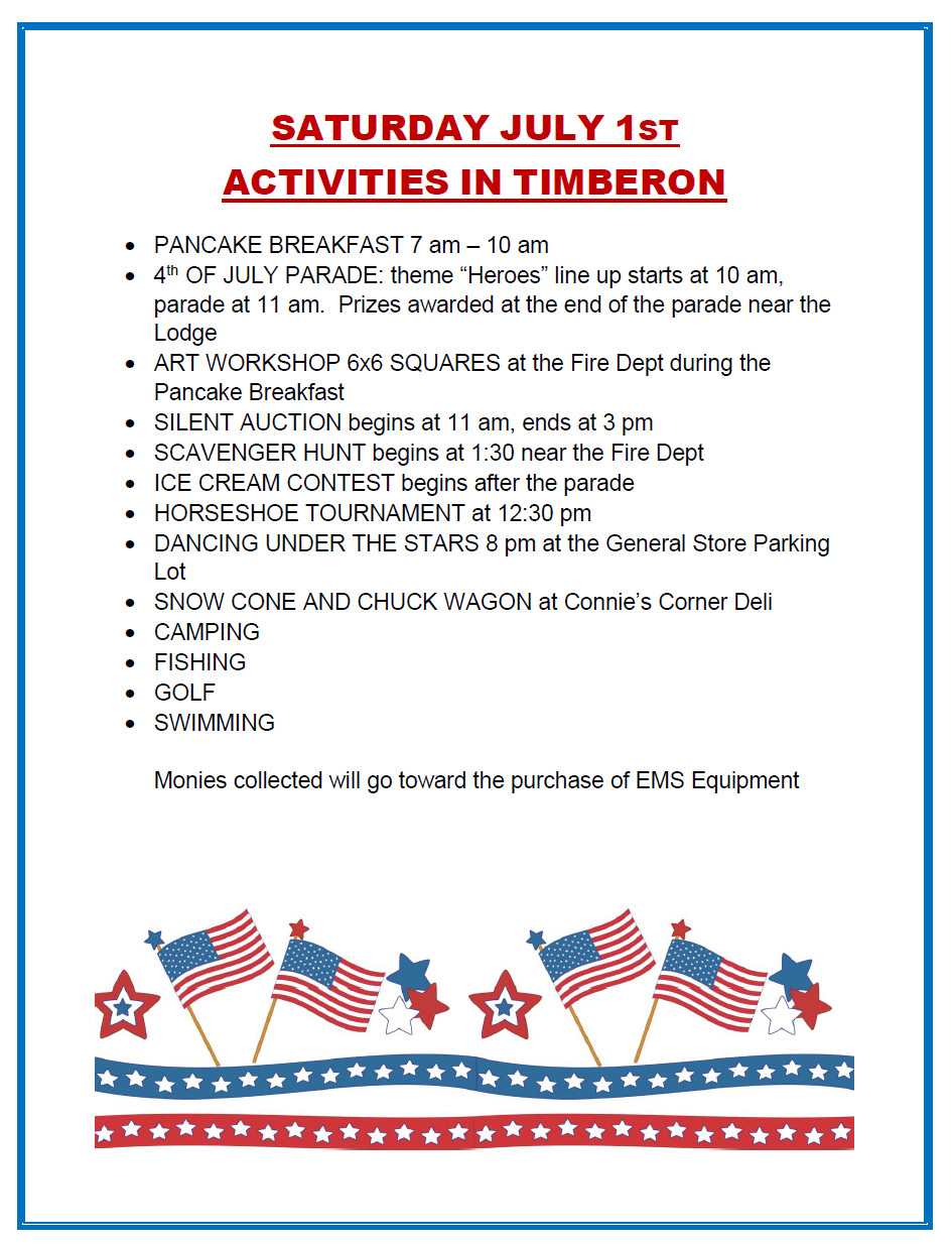 Fourth Of July Activities
 4th of July Holiday Activities – Timberon Development