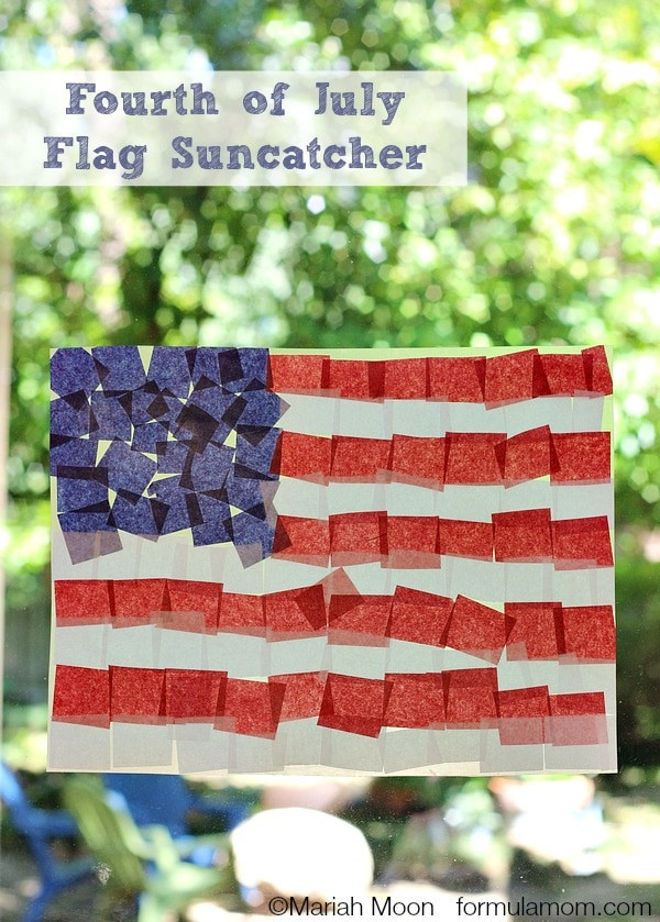 Fourth Of July Paper Crafts
 Fourth of July Crafts Tissue Paper Flag Suncatcher 4thofJuly