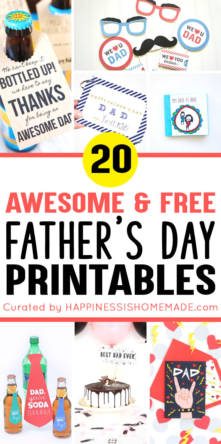 Free Fathers Day Ideas
 20 Free Father s Day Printables Happiness is Homemade