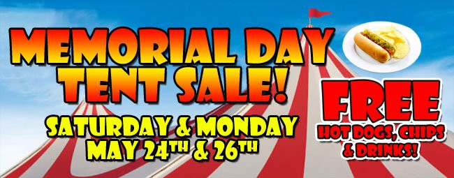 Free Food On Memorial Day
 e to Our Memorial Day Tent Sale for Great Deals and
