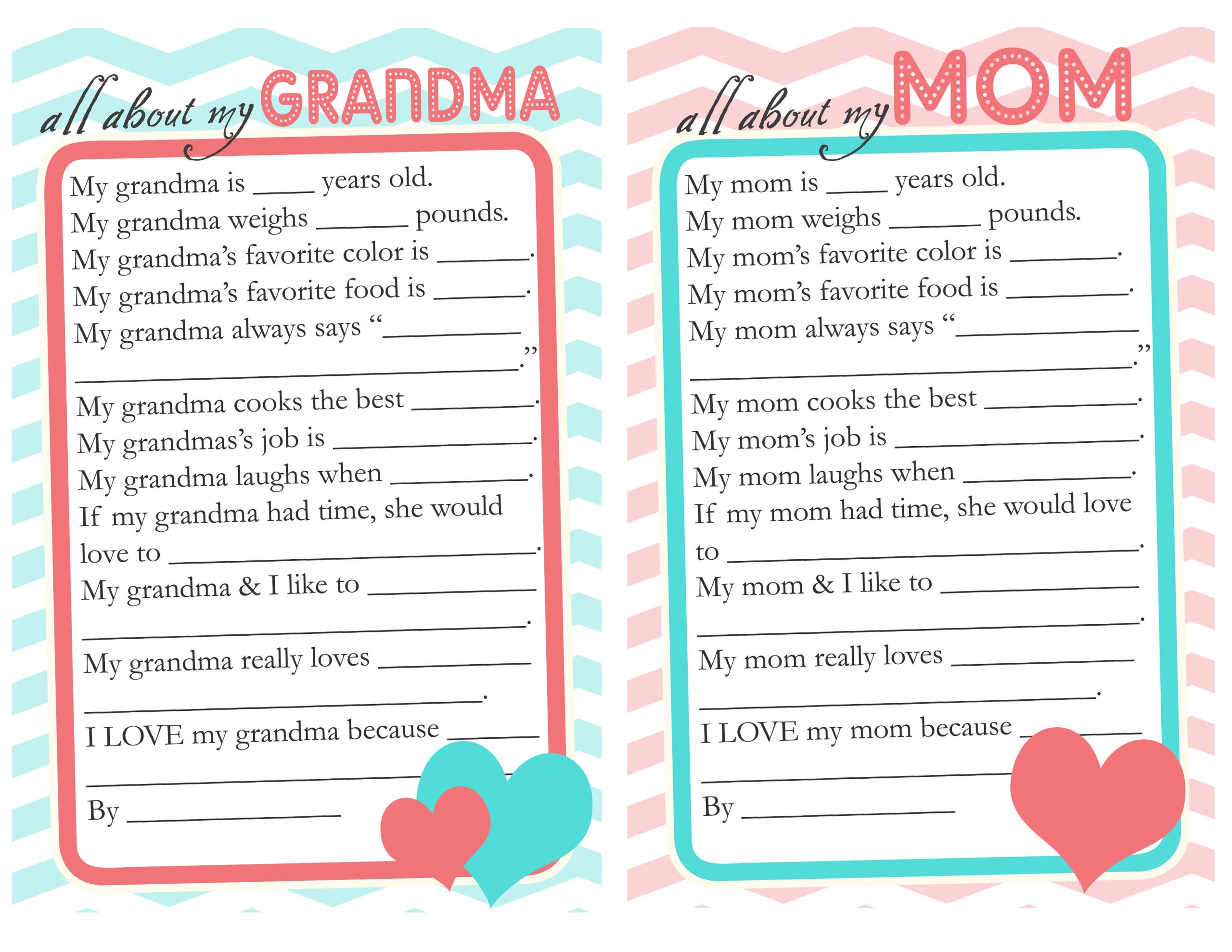 Free Printable Mothers Day Crafts
 Mother s Day Questionnaire & Free Printable Download The