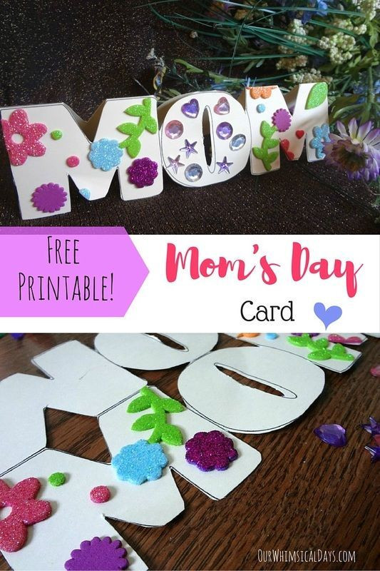 Free Printable Mothers Day Crafts
 Free printable Mom card perfect for Mother s Day or a