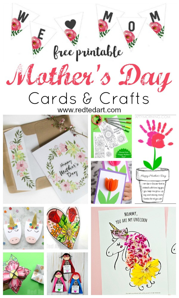 Free Printable Mothers Day Crafts
 Printable Mother s Day Cards & Crafts Red Ted Art