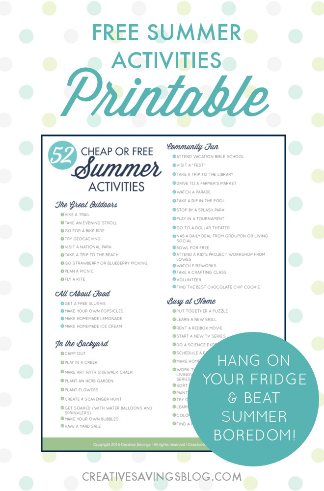Fun Summer Activities For Adults
 52 Cheap or Free Summer Activities