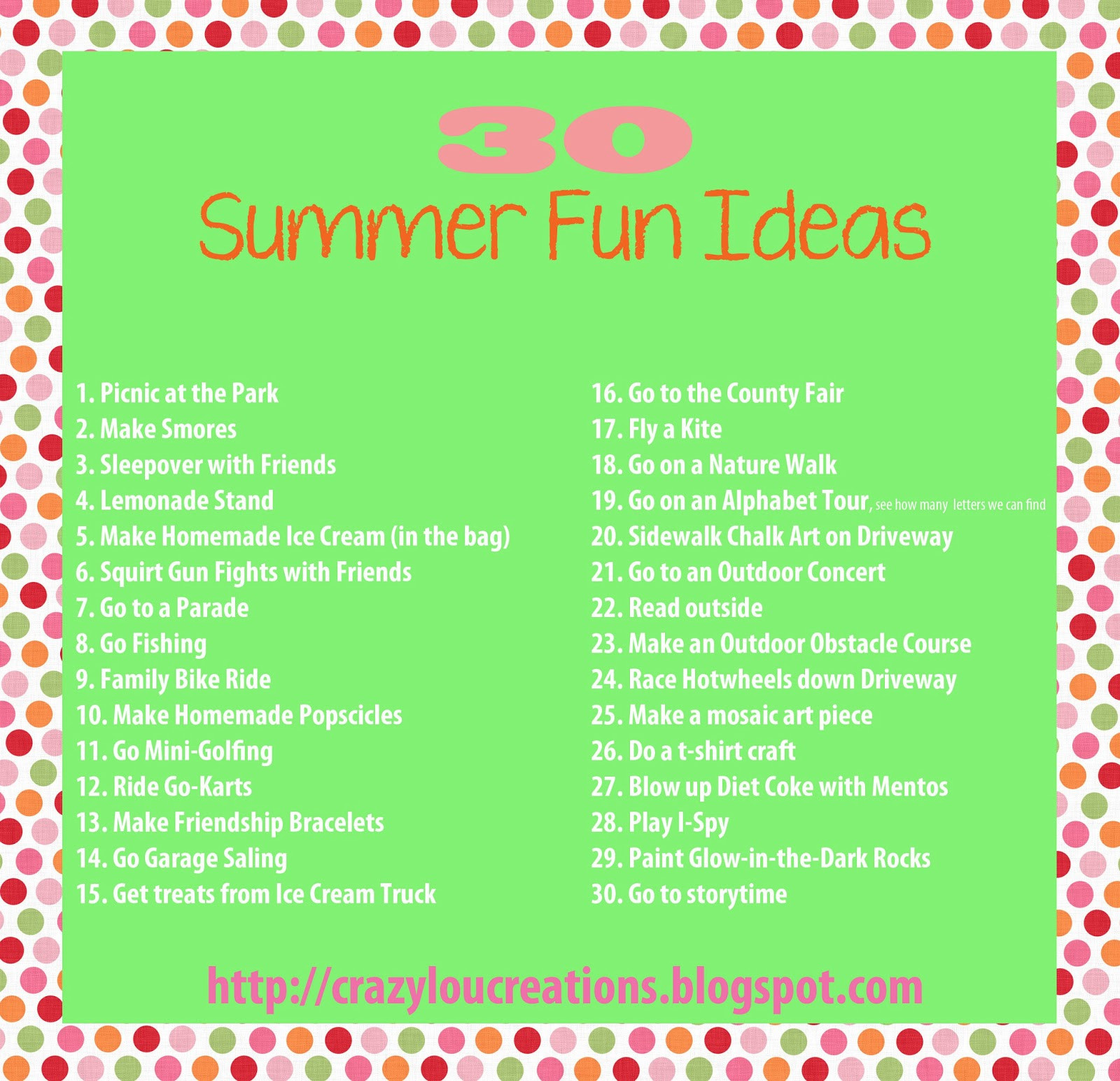 Fun Summer Ideas
 crazylou SUMMER FUN Ideas to Keep the Kids Busy