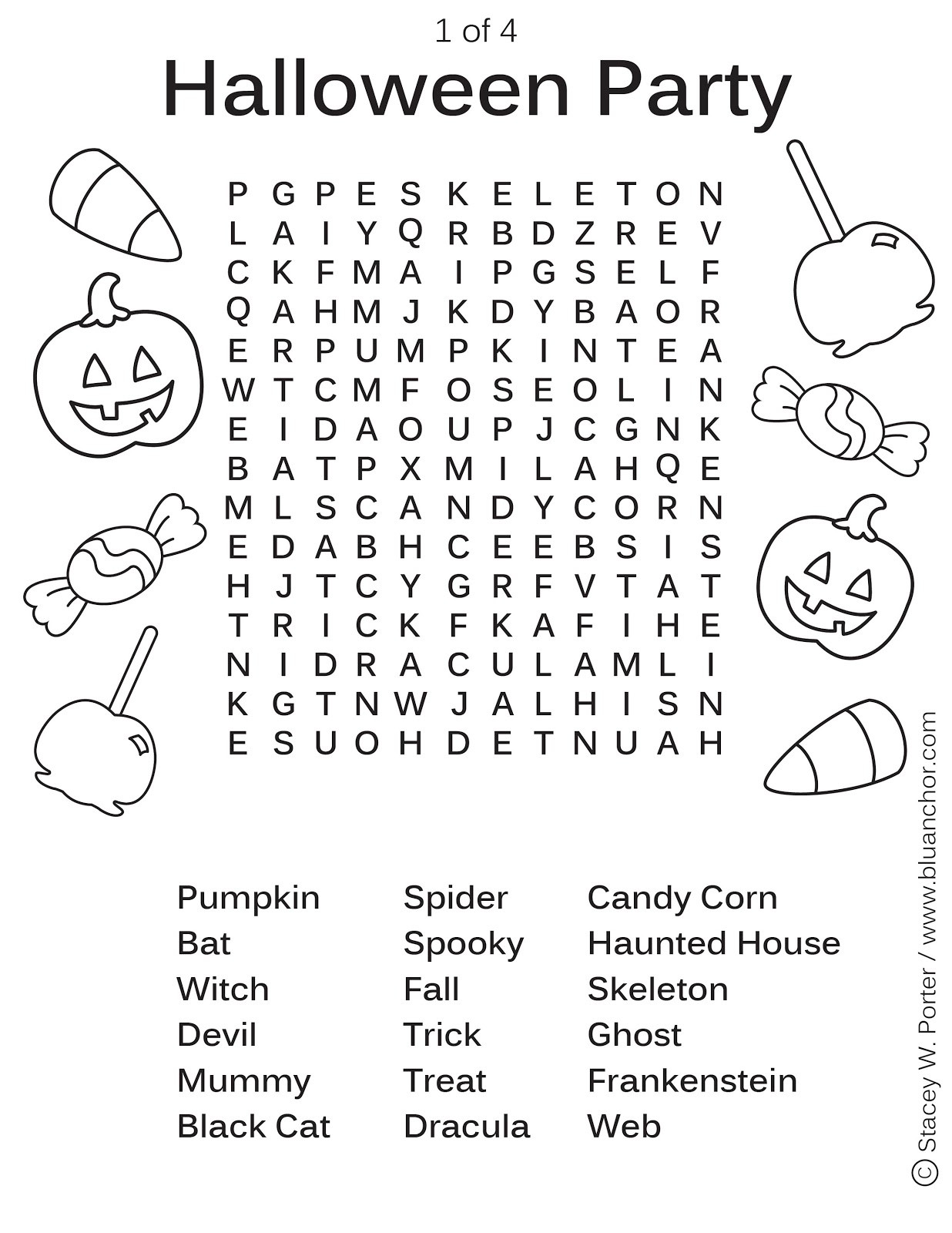 Halloween Activities Pages
 Blu Anchor Halloween Party Word Find Activity Sheet 1 of 4
