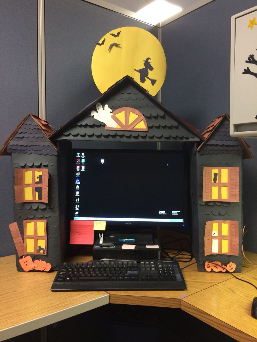 Halloween Desk Decorating Ideas
 Haunted House to fit around your office puter Made