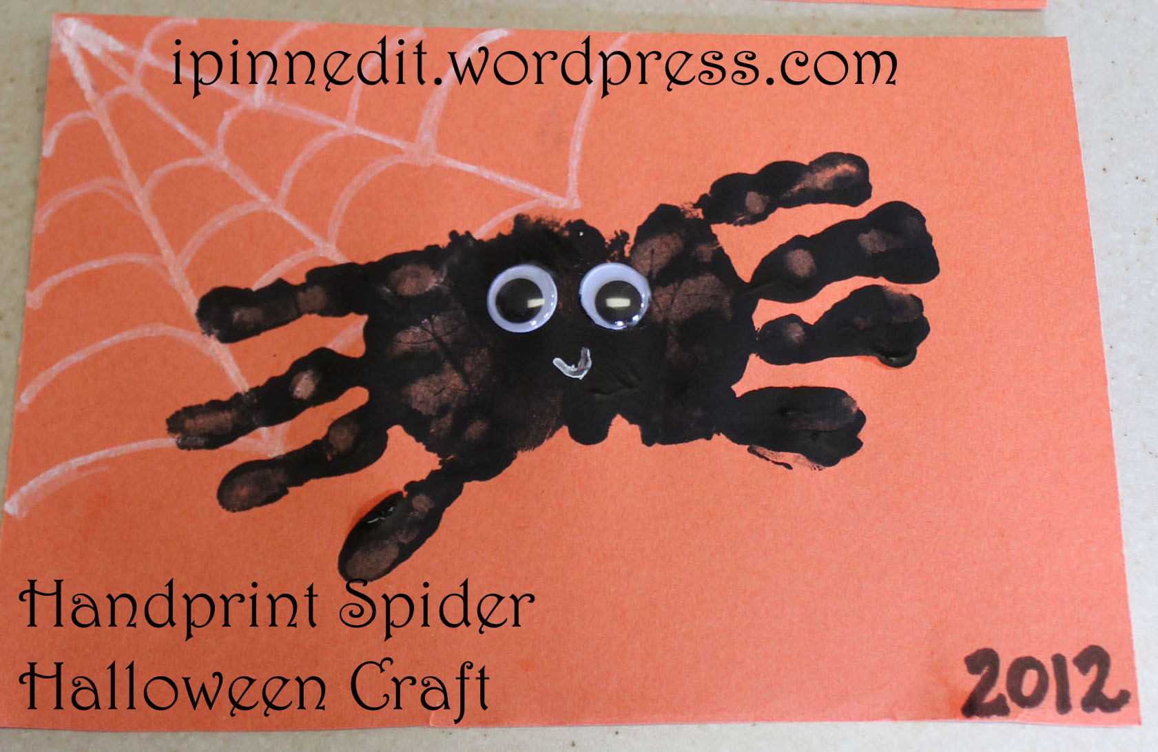 Halloween Handprint Crafts
 Hand Print Spider Halloween Craft