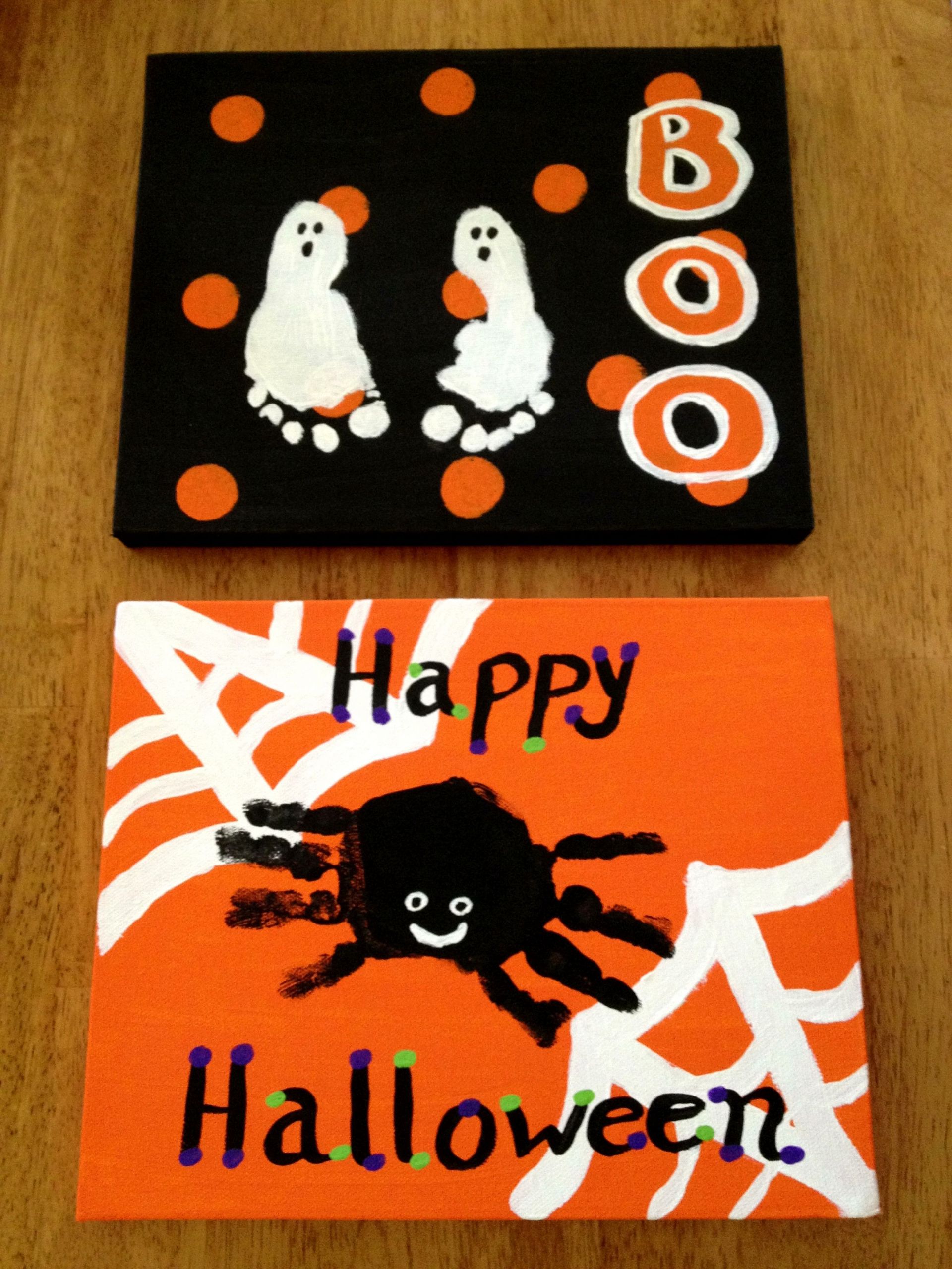 Halloween Handprint Crafts
 Our Halloween handprint footprint craft