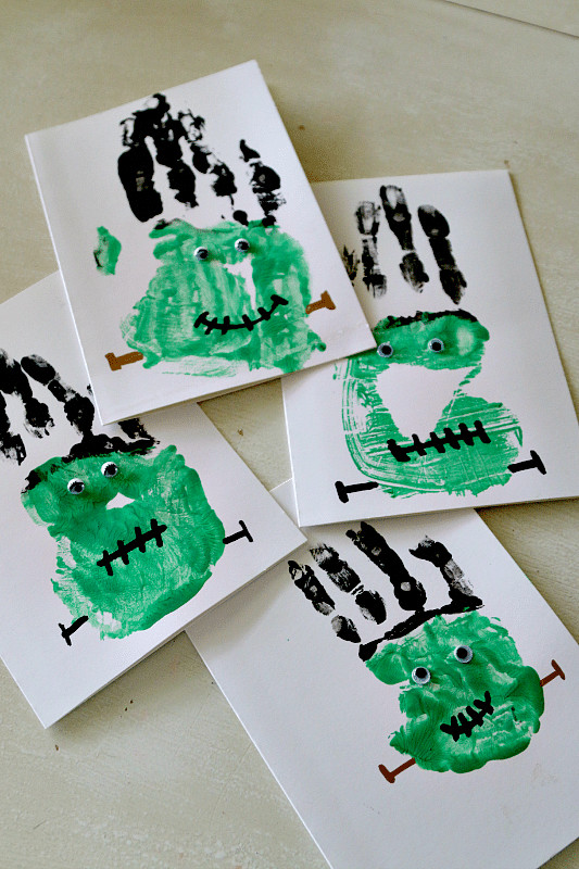 Halloween Handprint Crafts
 Frankenstein Handprints Craft Easy Halloween