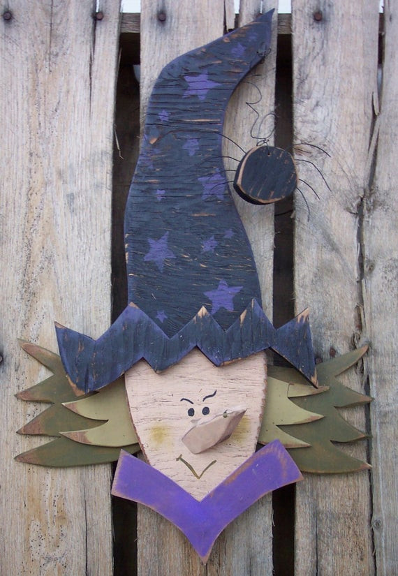 Halloween Wood Craft
 Items similar to Scary Witch Wood Craft Pattern for Fall