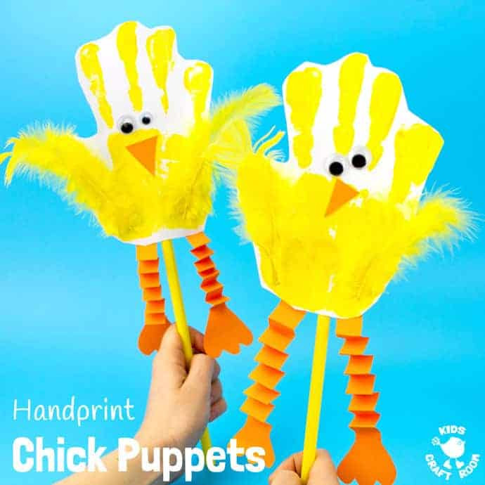 Handprint Easter Crafts
 The Cutest Handprint Chick Puppets Kids Craft Room
