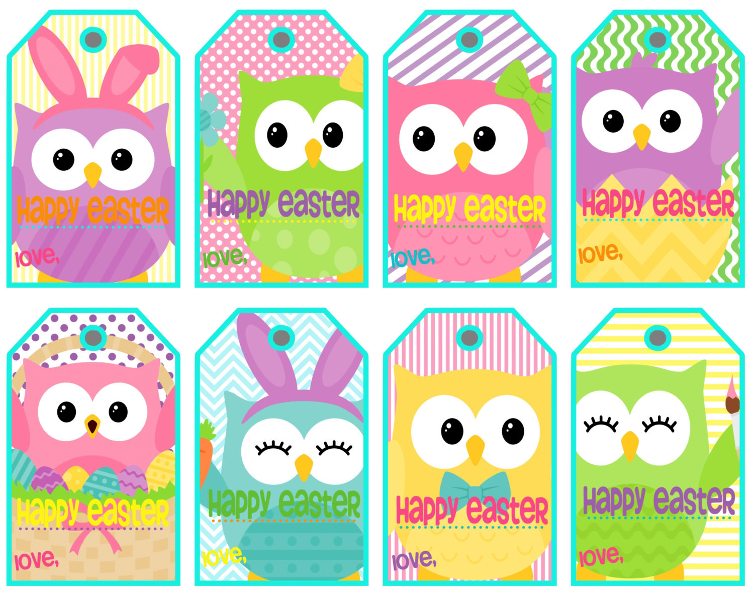 Happy Easter Gift Tags
 Printable Easter Gift Tags Easter Owls Happy Easter