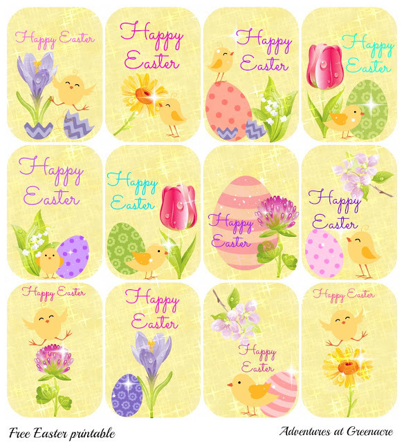 Happy Easter Gift Tags
 Adventures at Greenacre Free Easter printables
