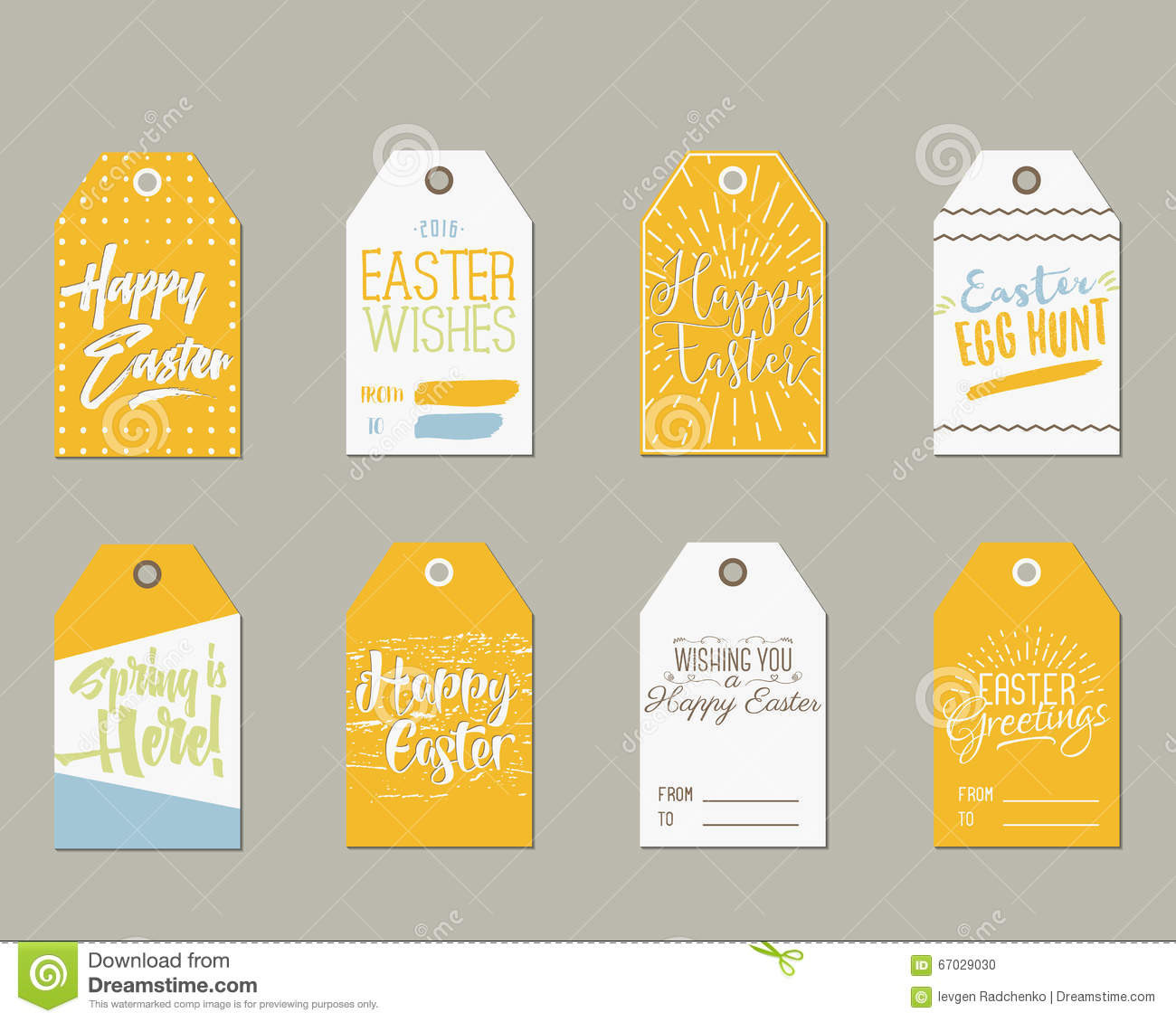Happy Easter Gift Tags
 Set Happy Easter Gift Tags With Ink Lettering Signs